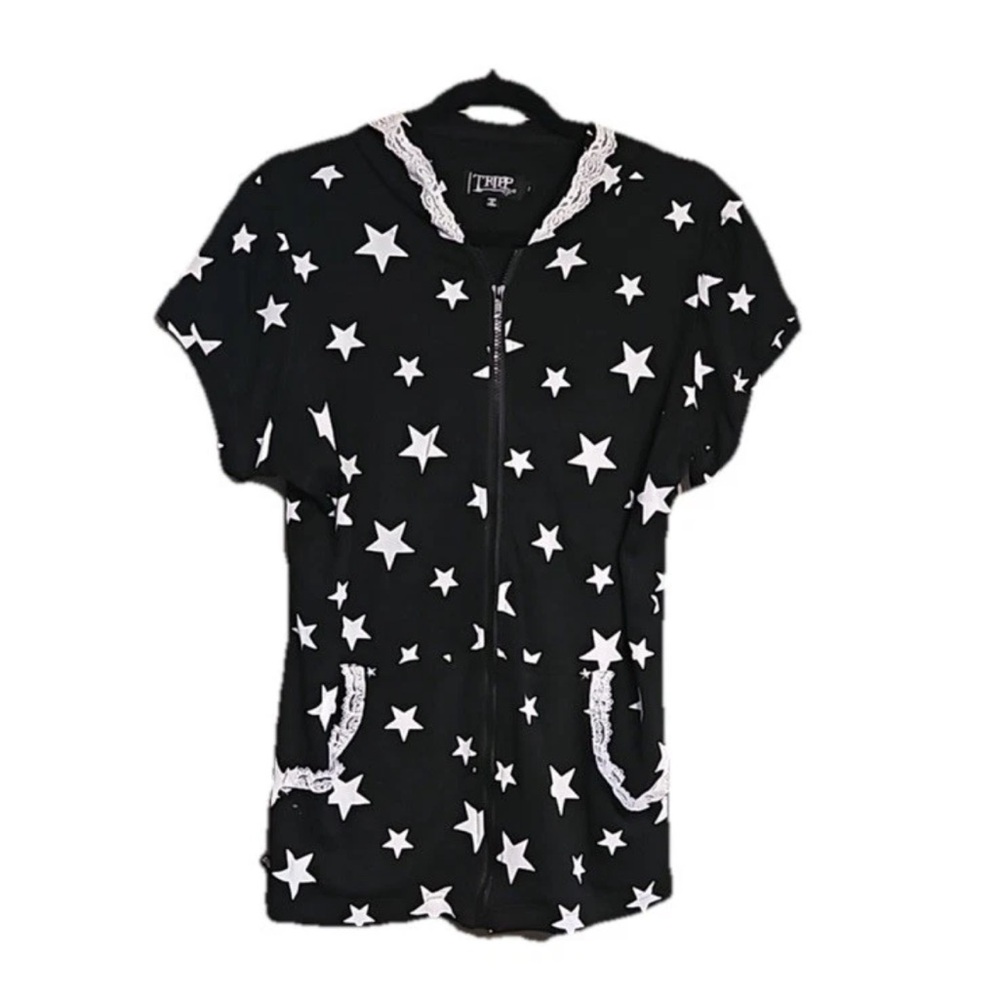 Tripp NYC Y2K Stars Print Hoodie Women XL.  *See tiny holes